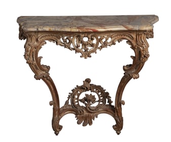 Louis XV Style Stripped Wood Console