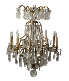 Louis XV Style Rock Crystal Twelve-Light Gilt- Bronze Chandelier