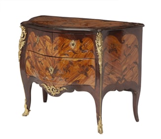 Louis XV Ormolu-Mounted Bois Satine and Kingwood Wood Marquetry Commode, stamped