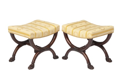 Pair of Empire Mahogany Curule Stools Early 19th century