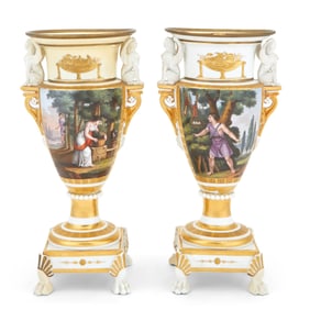 Pair of Paris Porcelain Urns First quarter 19th century