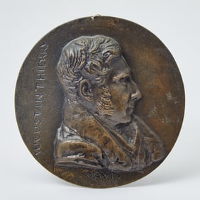 Bronze Portrait Relief Medallion of Augustin Thierry Second quarter 19th century, cast from a model