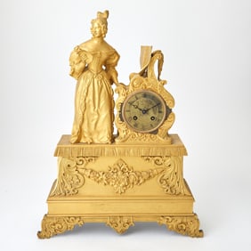 Louis Philippe Gilt-Bronze Figural Mantel Clock Second quarter 19th century