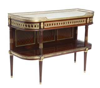 Louis XVI Style Brass Mounted Marquetry Console Desserte 19th century