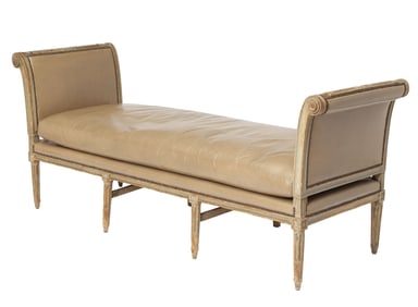 Louis XVI Painted Leather-Upholstered Daybed Late 18th century
