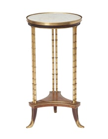 Louis XVI Style Ormolu-Mounted Walnut and Marble Gueridon
