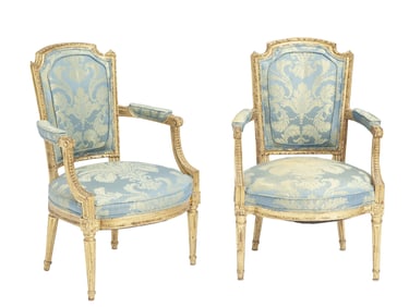 Pair of Louis XVI Giltwood Fauteuils Circa 1780