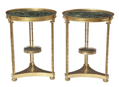 Pair of French Ormolu-Mounted Marble Gueridons After a model by Adam Weisweiller