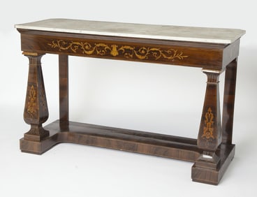 Continental Rosewood and Marquetry Console Table Second quarter 19th century