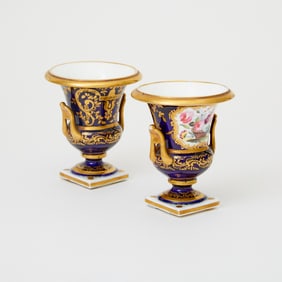 Pair of Derby Porcelain Capana Vases Circa 1790