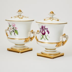 Pair of Worcester Porcelain Covered Fruit Coolers Circa 1813