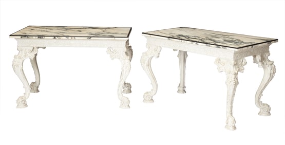 Pair of George II Style White Painted Center Tables Modern