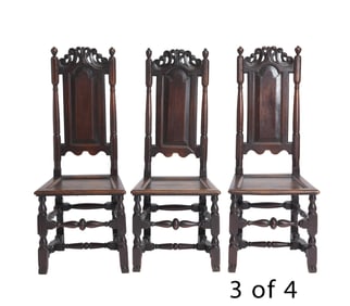 Set of Four English Walnut Side Chairs Late 17th century