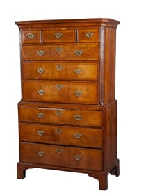 George II Inlaid Walnut Chest on Chest Circa 1730