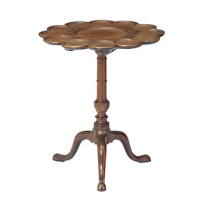 George II Style Brass-Inlaid Mahogany Tripod Table