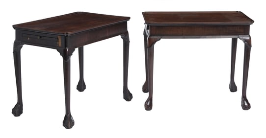 Assembled Pair of George II Style Mahogany Tea Tables 19th/20th Century, supplied by Frances Elkins