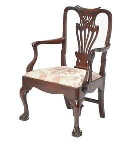 George III Mahogany Open Armchair