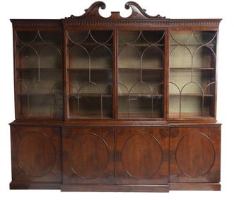 George III Mahogany Breakfront Bookcase Cabinet Circa 1780