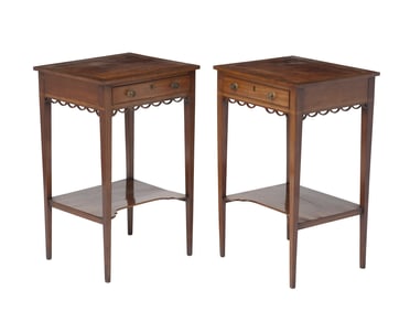 Pair of George III Mahogany and Lacewood Side Tables Late 18th century
