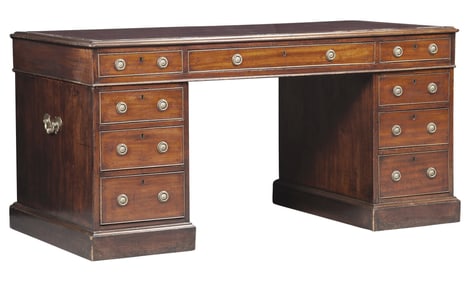 George III Leather-Inset Mahogany Pedestal Desk First quarter 19th century