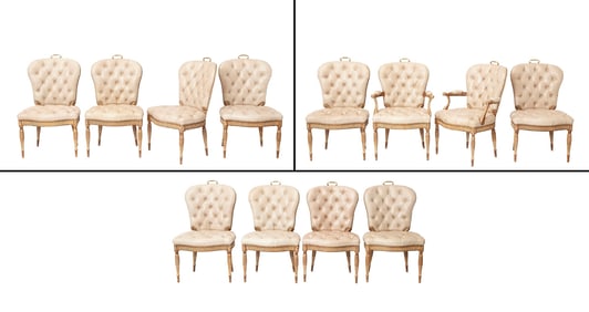 Set of Twelve George III Style Leather-Upholstered Dining Chairs