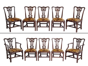 Set of Ten George III Mahogany Dining Chairs Six chairs circa 1760