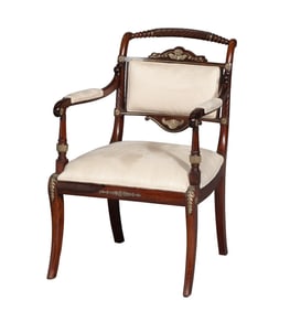Regency Brass-Mounted Rosewood Armchair Circa 1815, in the manner of Morel and Hughes