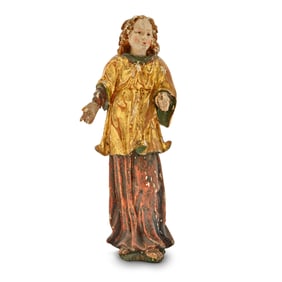 Continental Polychrome and Giltwood Figure of a Male Saint 18th century, probably  South German