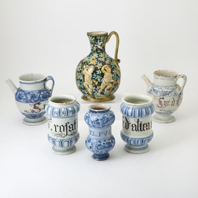 Group of Continental Blue and White Majolica Tablewares