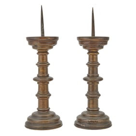 Pair of Continental Bronze Pricket Sticks
