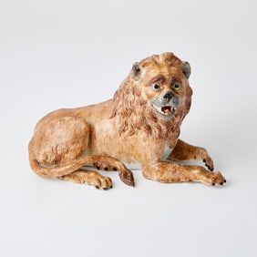 Meissen Porcelain Figure of a Lion Circa 1745-50, After a model by Johann Joachim Kandler, faint
