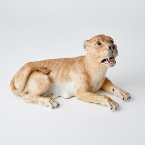 Meissen Porcelain Figure of a Lioness &nbsp;19th century, After a model by Johann Joachim Kandler,