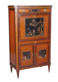 Dutch Neoclassical Satinwood, Parquetry and Lacquer-Inset Secretaire a Abbatant Late 18th century