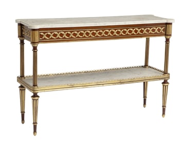 North European Ormolu-Mounted Mahogany and Marble Console Desserte Late 18th century