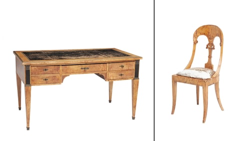 Continental Neoclassical Style Inlaid Birch and Beech Bureau Plat