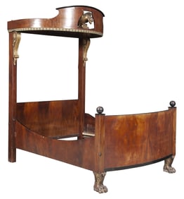 Baltic Neoclassical Parcel-Gilt Walnut Bed Second quarter 19th century