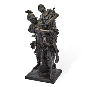 French Patinated-Bronze Figural Group of Aeneas, Anchises and Ascanius 19th century, After Pierre
