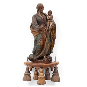 Continental Polychrome Painted Figure of Joseph and the Christ Child