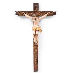 Colonial Painted and Parcel-Gilt Figure of Christ 18th/19th century