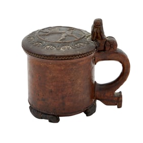 Norwegian Burr Birch Peg Tankard 19th century