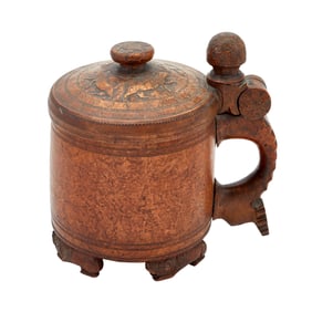 Norwegian Burr Birch Peg Tankard 19th century