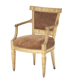 Italian Neoclassical Painted and Parcel-Gilt Armchair Early 19th century