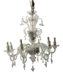 Italian Colorless Cut-Glass Seven-Light Chandelier