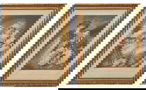 After James Northcote (1746-1831): A VISIT TO GRANDMOTHER; A VISIT TO GRANDFATHERTwo color mezzotints by John Raphael Smith, 1785 and 1789, respectively, published by John Raphael Smith, London, framed.Sight of sheets 25 3/4 x 19 1/2 i