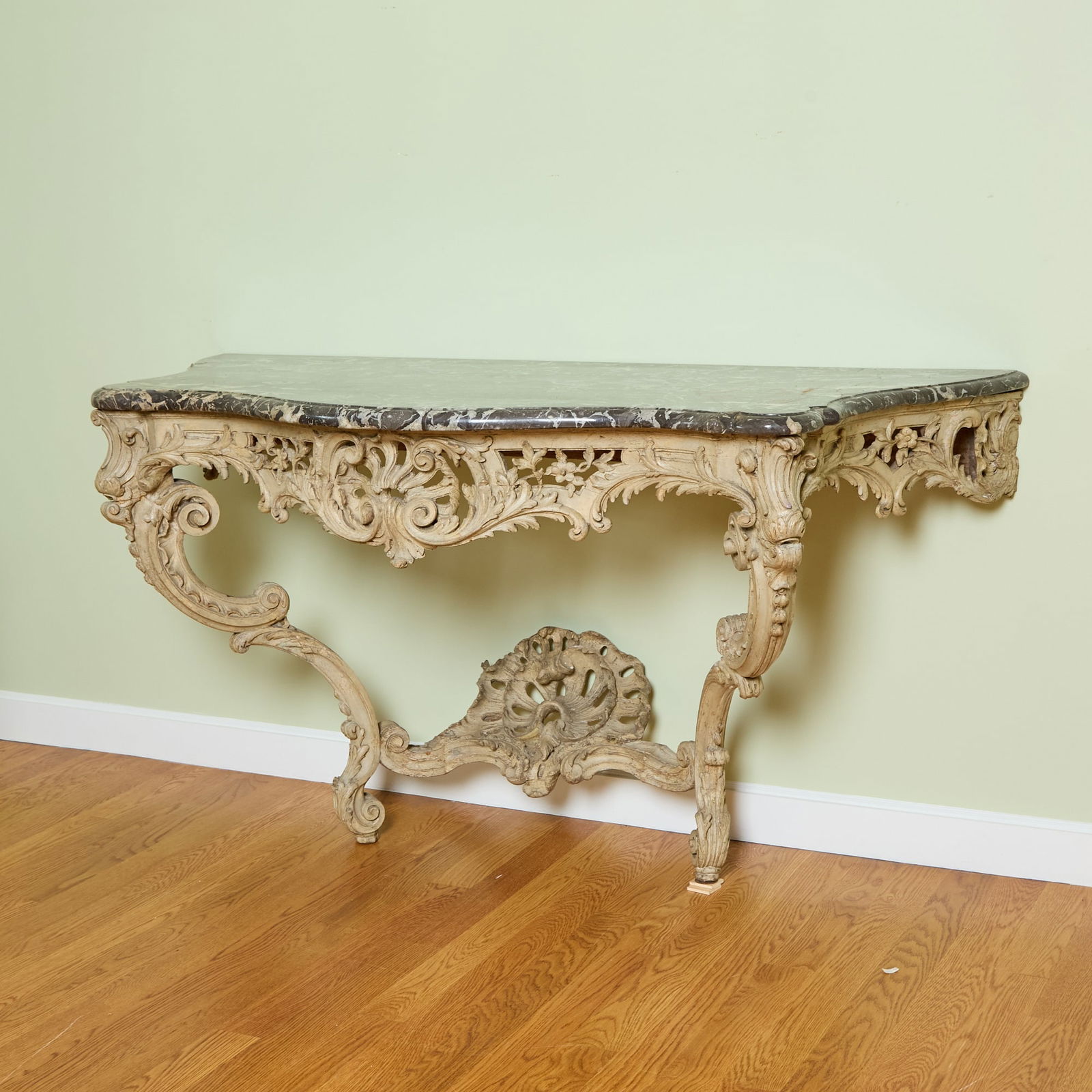 Louis XV Carved and Painted Wood Console with Saint Anne Marble Top 18th Century (1 of 3)