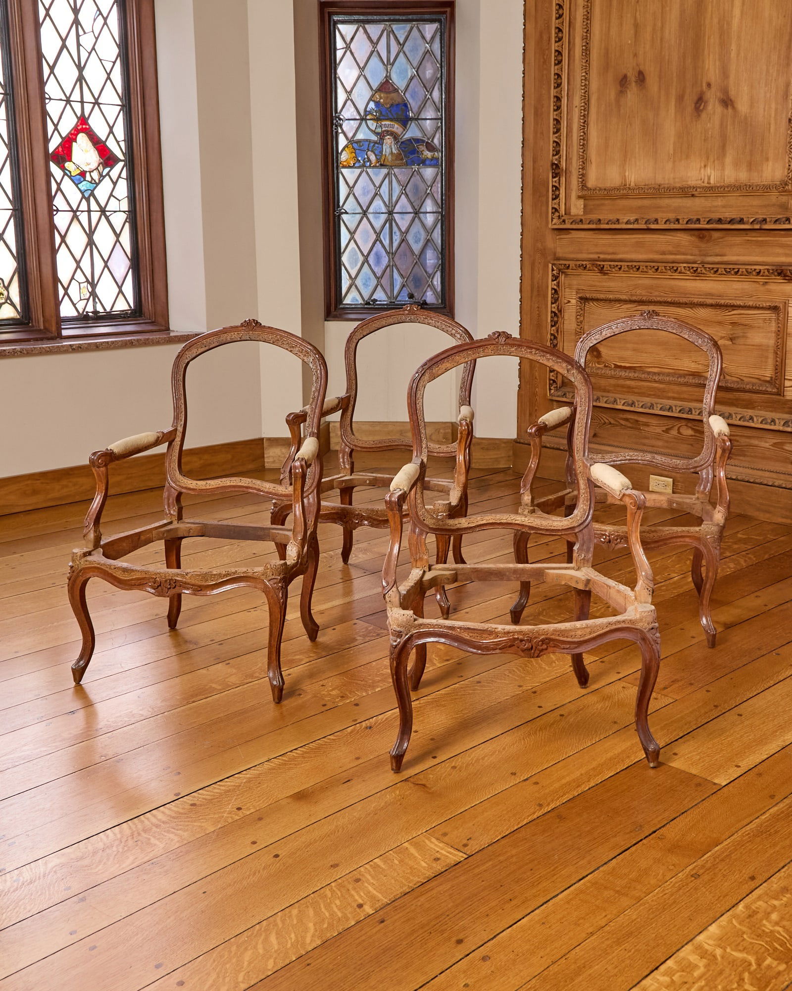 Set of Four Louis XV Carved Walnut Fauteuil Frames 18th Century (1 of 4)