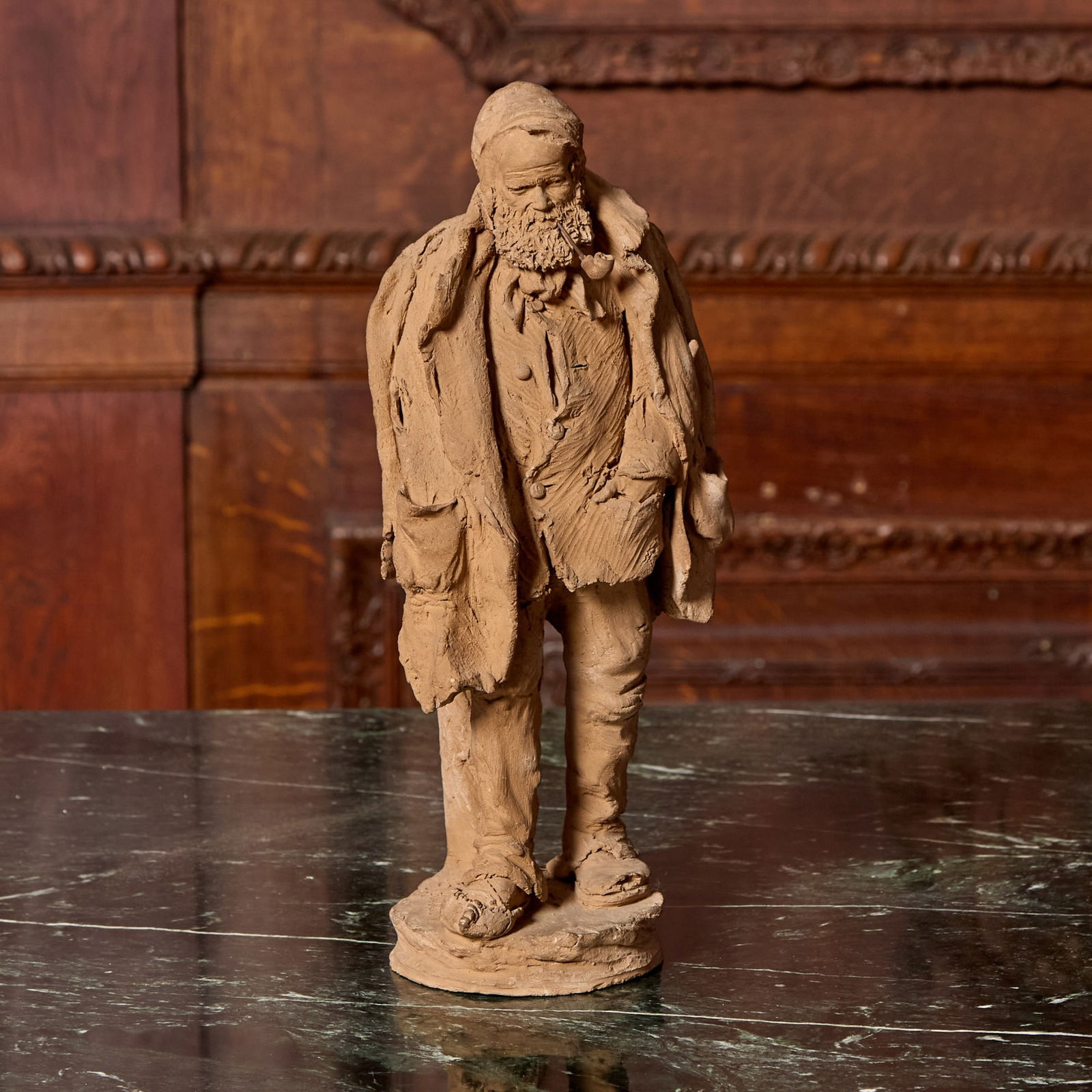 Terracotta Statue of a Man Smoking a Pipe Sicily, 19th Century (1 of 2)