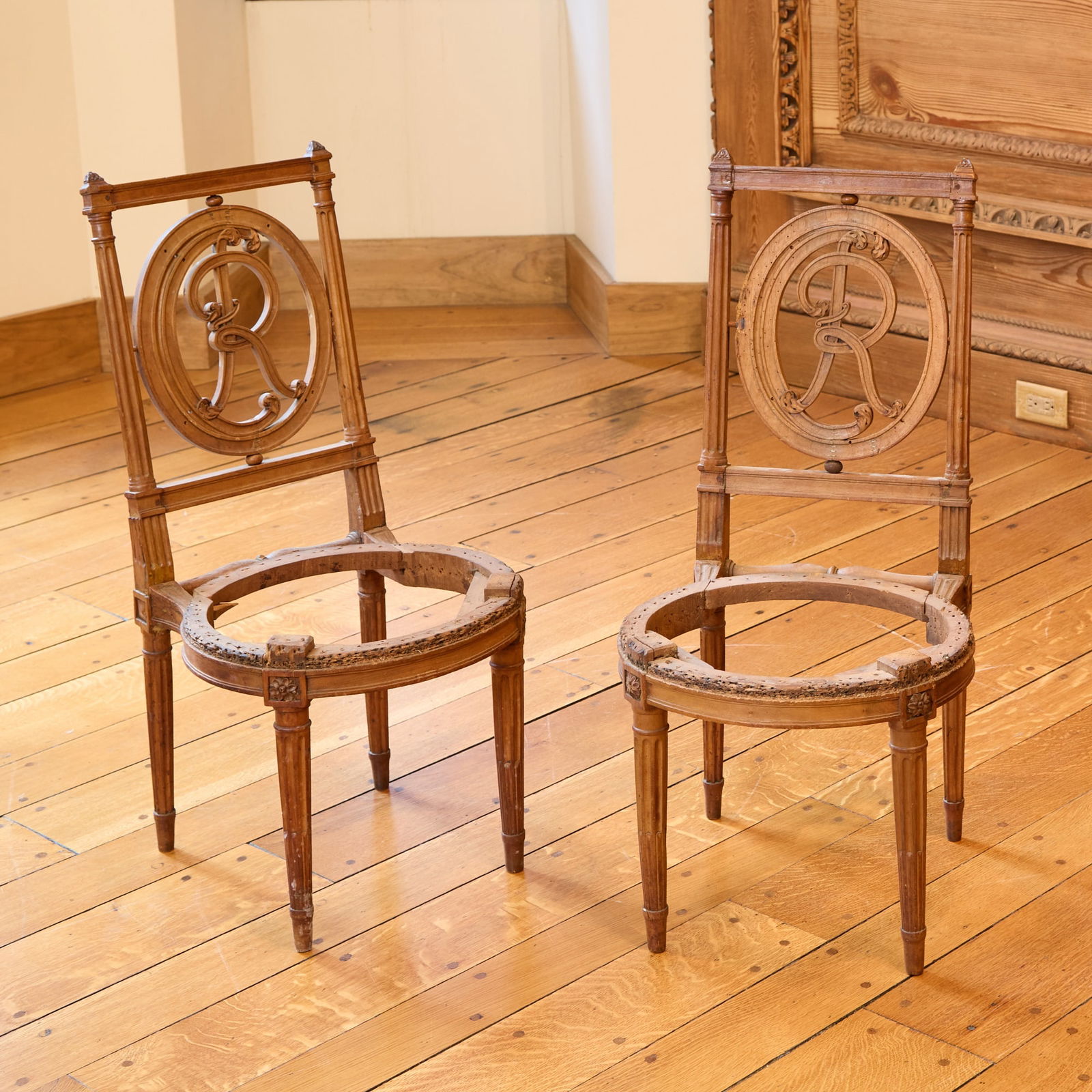 Pair of Louis XVI Walnut Side Chair Frames 18th Century (1 of 2)