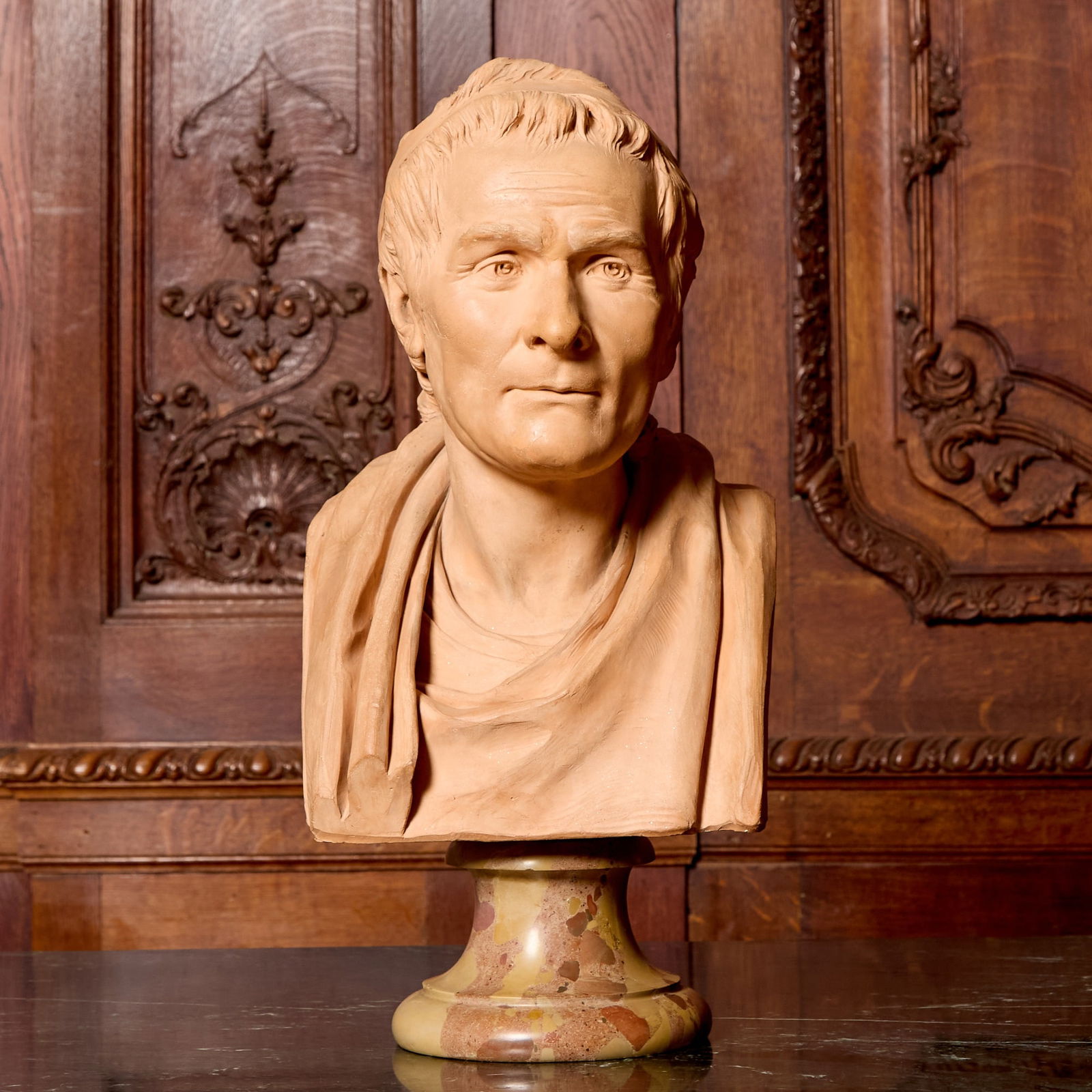 Terracotta Bust of a Jean Jacques Rousseau  After Jean Antoine Houdon (1 of 3)