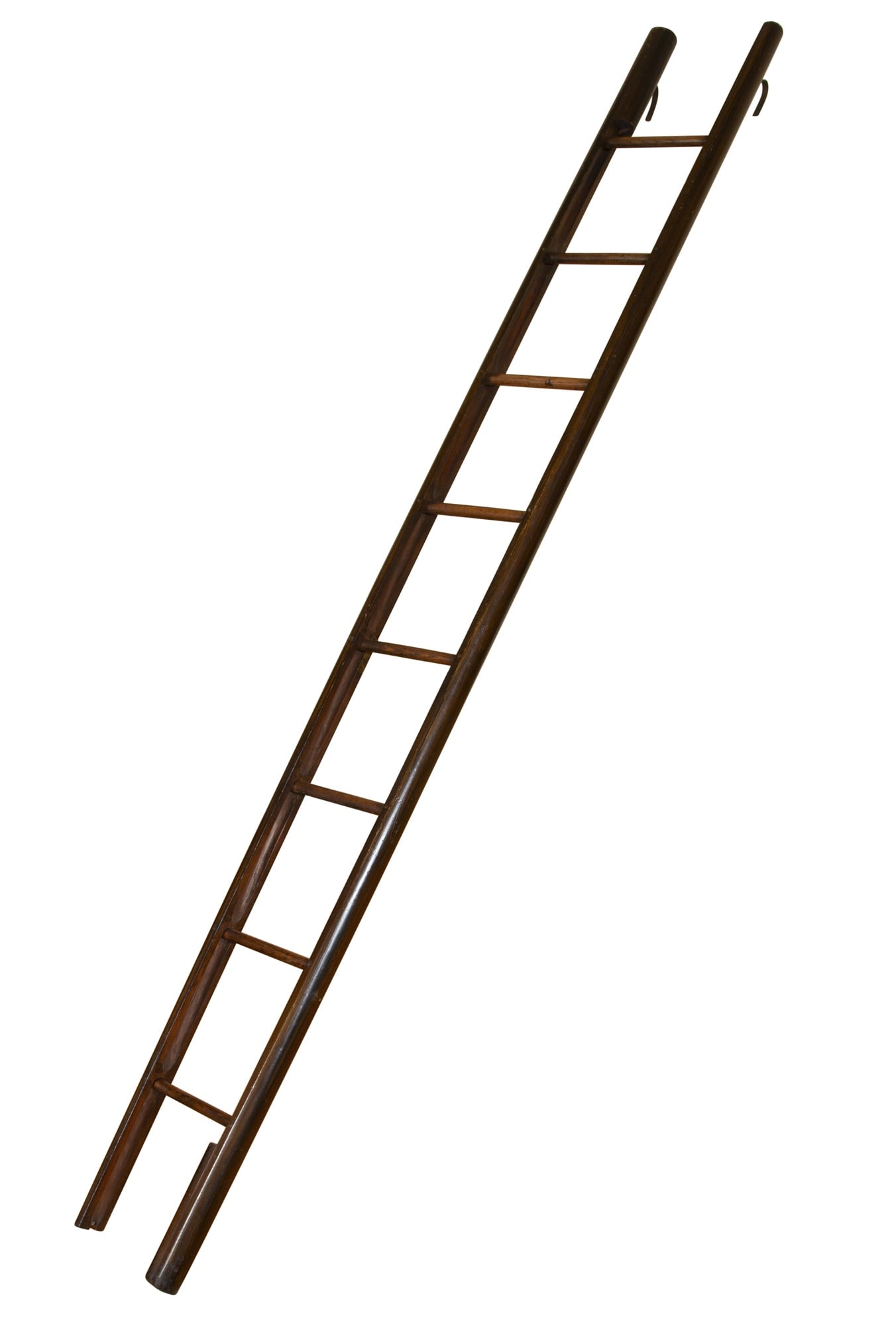 Faux-Grained Wood Folding Pole Library Ladder (1 of 4)